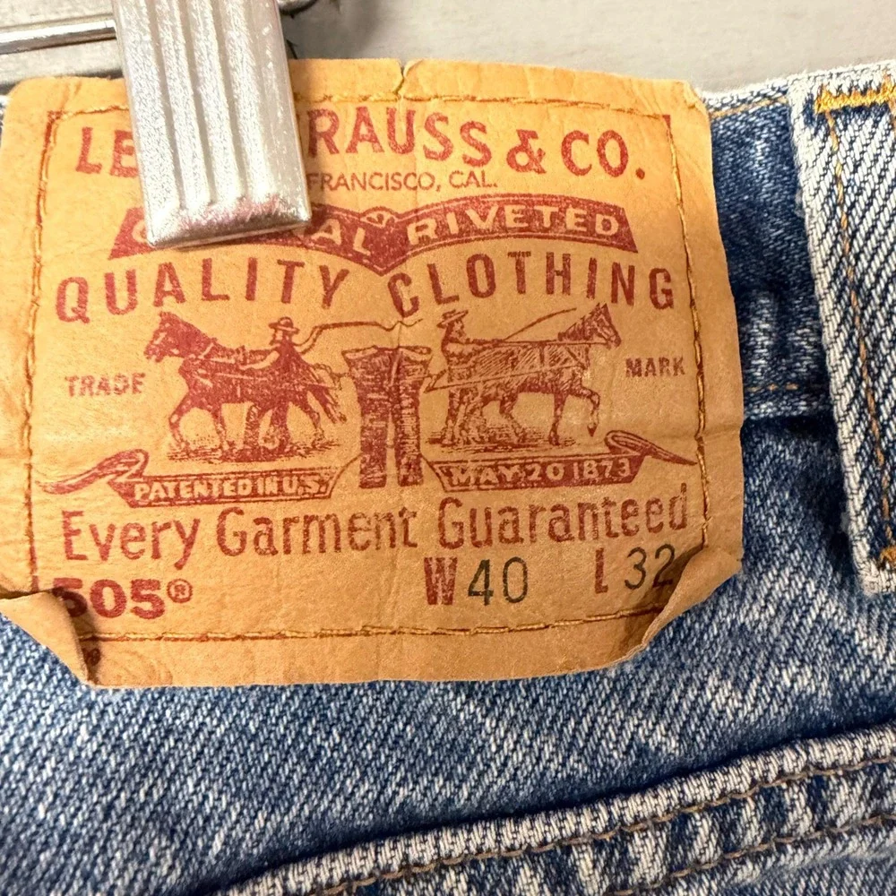 Levis 505 Regular Fit Straight Leg Blue Denim Jeans Mens W40 L32 Medium Wash‎